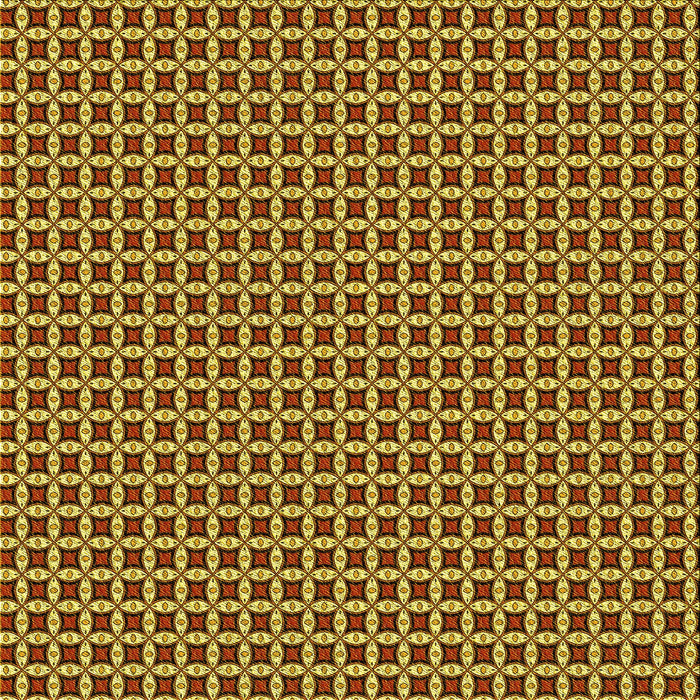 Round Patterned Saffron Red Rug, pat3060yw