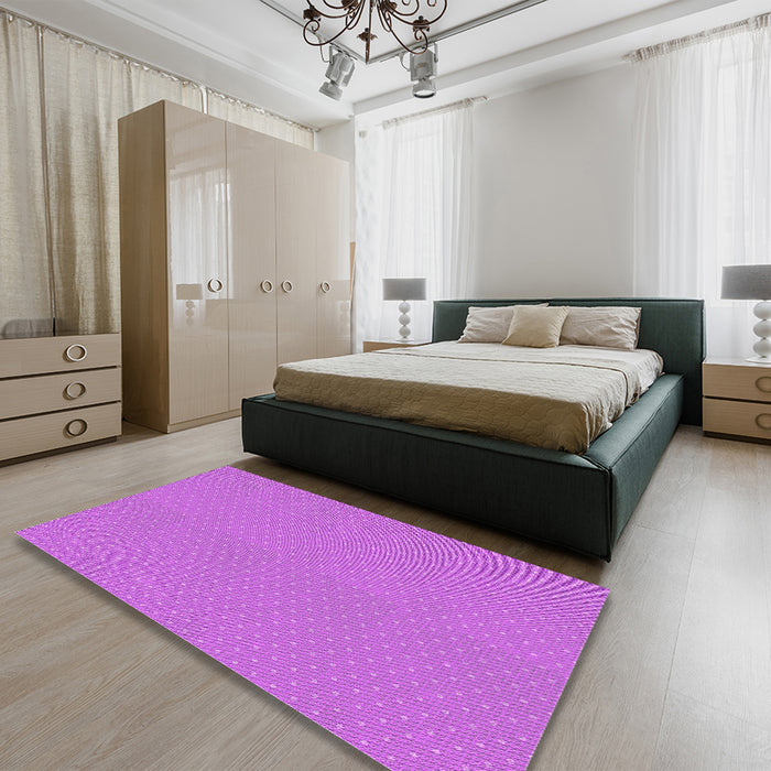 Patterned Bright Neon Pink Purple Rug in a Bedroom, pat3062pur