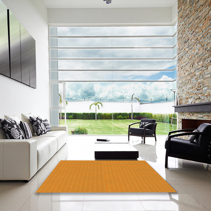 Square Patterned Orange Red Orange Rug in a Living Room, pat3062yw