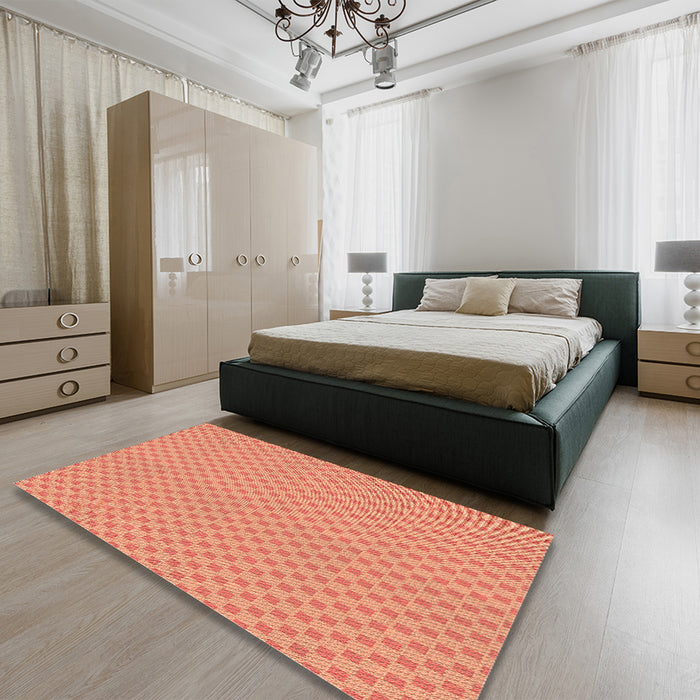 Patterned Bright Orange Rug in a Bedroom, pat3063org