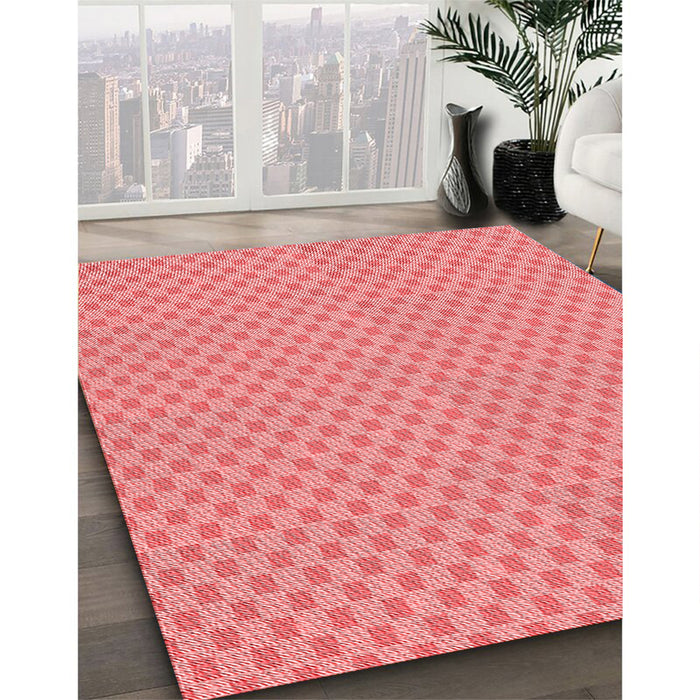 Machine Washable Transitional Light Coral Pink Rug in a Family Room, wshpat3063rd