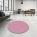 Round Patterned Dark Pink Novelty Rug in a Office, pat3063