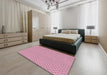 Machine Washable Transitional Dark Pink Rug in a Bedroom, wshpat3063