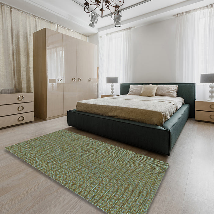 Patterned Green Rug in a Bedroom, pat3064lblu