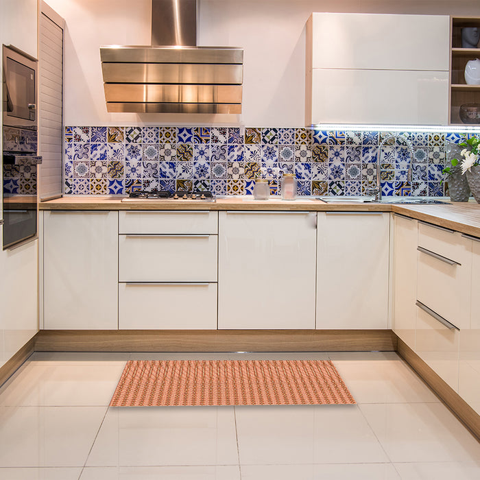 Patterned Brown Sand Brown Rug in a Kitchen, pat3065org