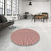Round Machine Washable Transitional Rose Pink Rug in a Office, wshpat3065