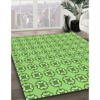 Patterned Dark Lime Green Rug, pat3066grn