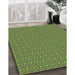 Patterned Fern Green Rug in Family Room, pat3067grn