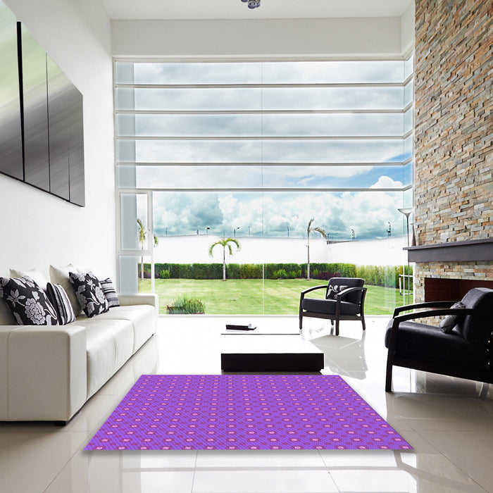 Machine Washable Transitional Neon Purple Rug in a Kitchen, wshpat3067pur