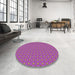 Round Machine Washable Transitional Dark Hot Pink Rug in a Office, wshpat3067