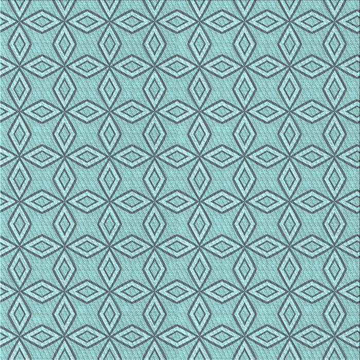 Round Machine Washable Transitional Deep-Sea Green Rug, wshpat3068lblu
