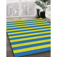 Patterned Bright Navy Blue Novelty Rug, pat306