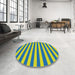 Round Patterned Bright Navy Blue Novelty Rug in a Office, pat306