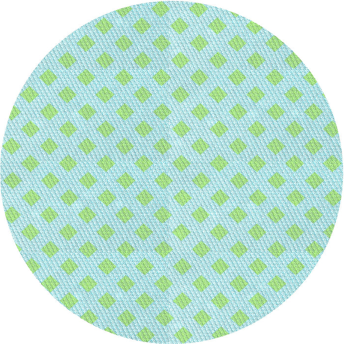 Square Patterned Medium Turquoise Green Rug, pat307lblu
