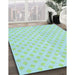 Machine Washable Transitional Medium Turquoise Green Rug in a Family Room, wshpat307lblu