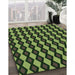 Patterned Dark Forest Green Rug in Family Room, pat3070grn