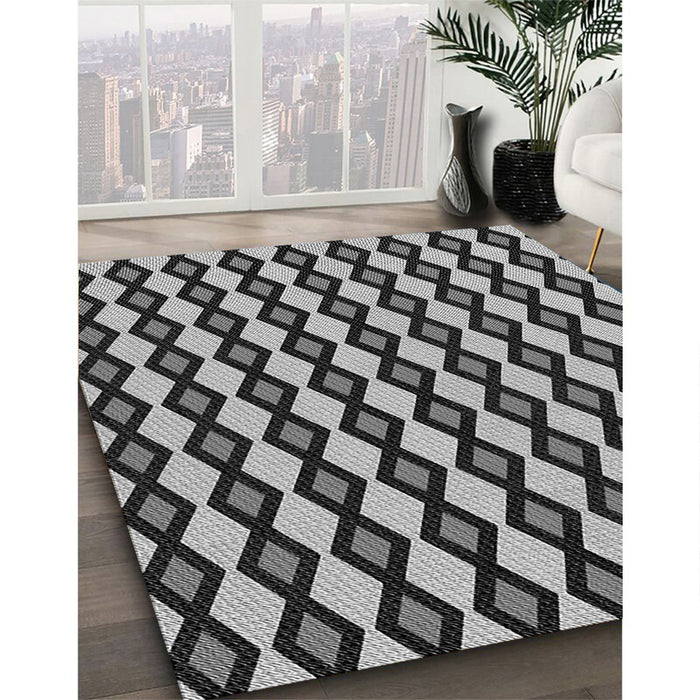 Patterned Charcoal Black Rug in Family Room, pat3070gry