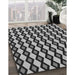 Patterned Charcoal Black Rug in Family Room, pat3070gry