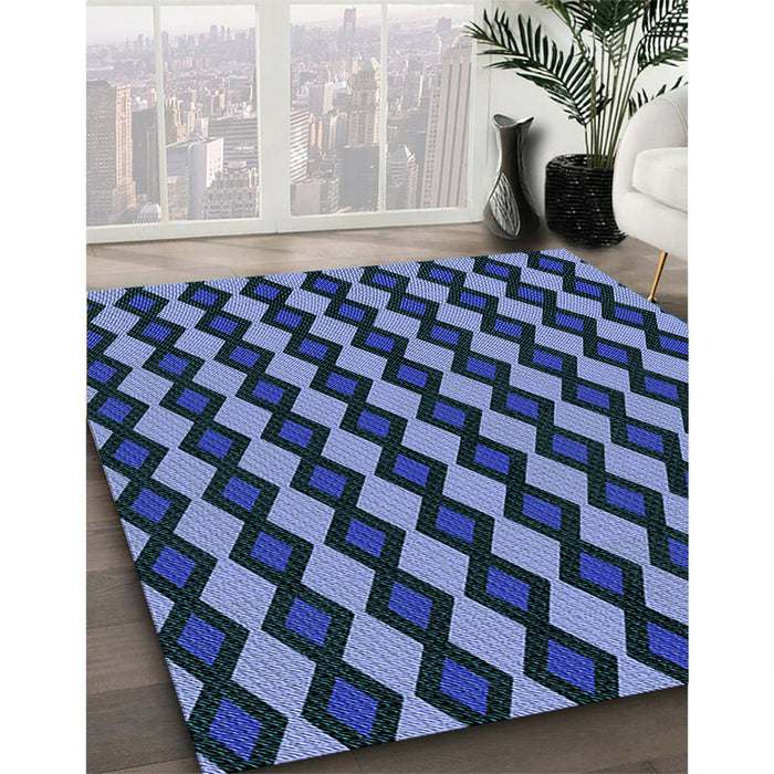 Patterned Deep-Sea Blue Rug in Family Room, pat3070lblu