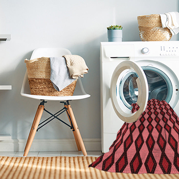 Machine Washable Transitional Dark Red Rug in a Washing Machine, wshpat3070rd