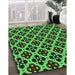 Patterned Dark Forest Green Rug in Family Room, pat3071grn