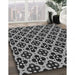 Patterned Charcoal Black Rug in Family Room, pat3071gry