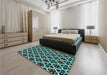 Patterned Charcoal Black Rug in a Bedroom, pat3071lblu