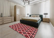 Patterned Pastel Red Pink Rug in a Bedroom, pat3071rd