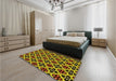 Patterned Red Rug in a Bedroom, pat3071yw