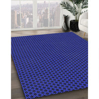 Patterned Denim Dark Blue Rug, pat3072blu