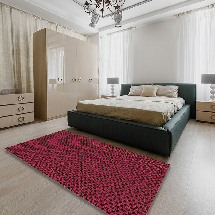 Patterned Crimson Red Rug in a Bedroom, pat3072org