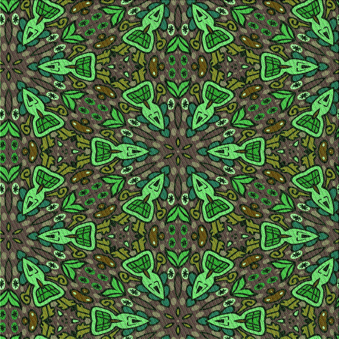 Round Machine Washable Transitional Dark Forest Green Rug, wshpat3073grn