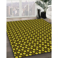 Patterned Black Brown Rug, pat3074yw