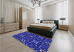 Patterned Denim Dark Blue Rug in a Bedroom, pat3075blu