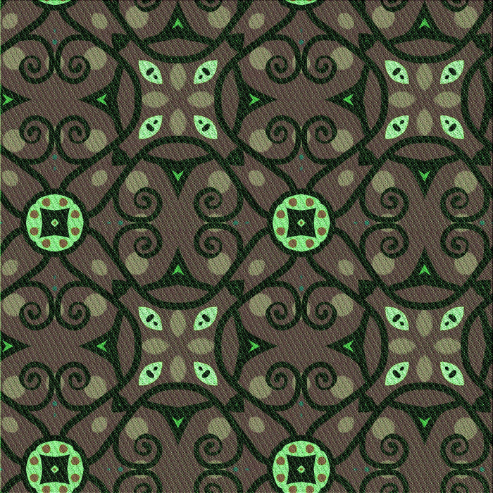 Round Patterned Fern Green Rug, pat3075grn