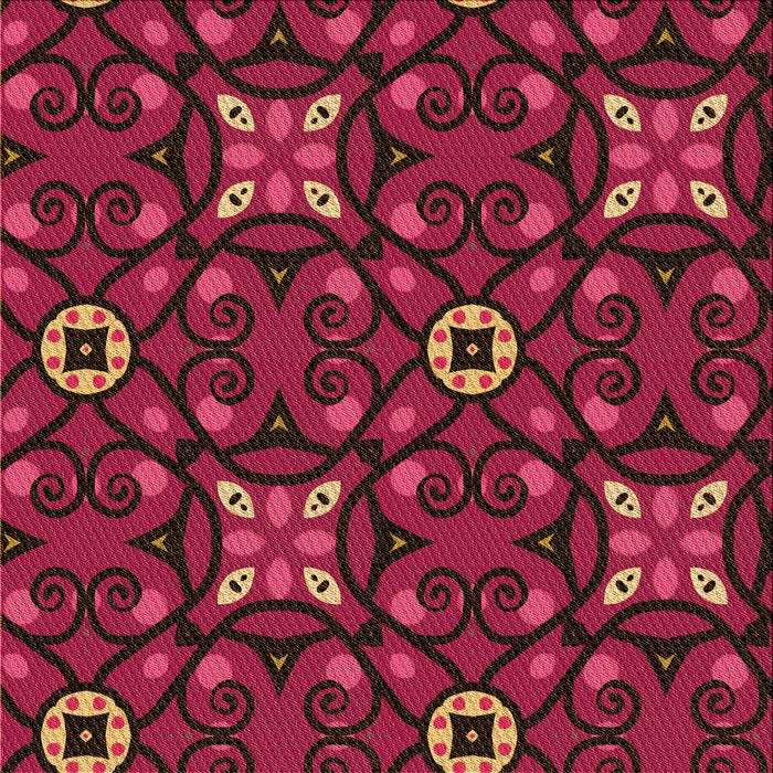 Round Patterned Crimson Red Rug, pat3075org