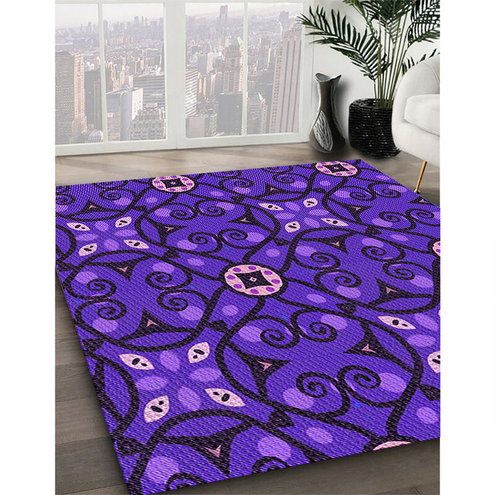 Machine Washable Transitional Bright Purple Rug in a Family Room, wshpat3075pur