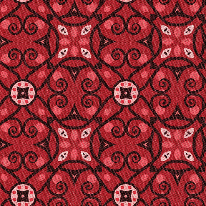 Round Patterned Red Rug, pat3075rd