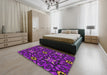 Machine Washable Transitional Dark Violet Purple Rug in a Bedroom, wshpat3075
