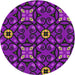 Square Machine Washable Transitional Dark Violet Purple Rug, wshpat3075