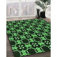 Patterned Black Rug, pat3076grn