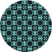 Square Machine Washable Transitional Deep Teal Green Rug in a Living Room, wshpat3076lblu