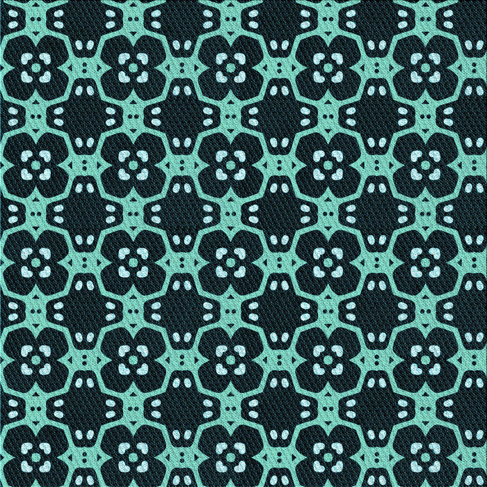 Round Patterned Deep Teal Green Rug, pat3076lblu