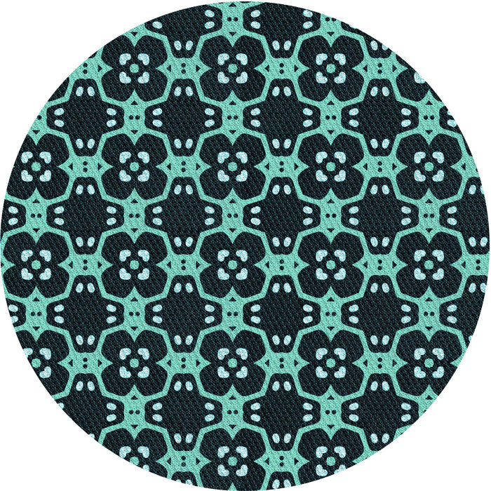Square Patterned Deep Teal Green Rug, pat3076lblu