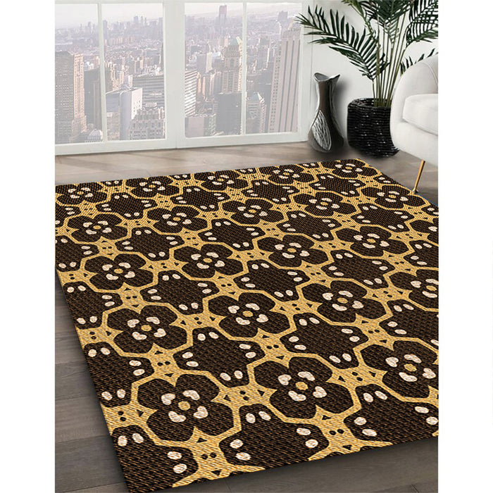 Machine Washable Transitional Black Brown Rug in a Family Room, wshpat3076org
