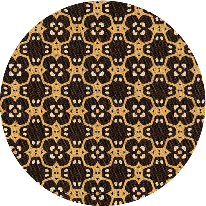 Square Patterned Black Brown Rug, pat3076org