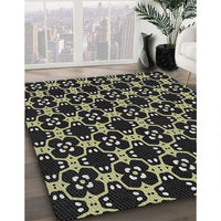 Patterned Black Novelty Rug, pat3076