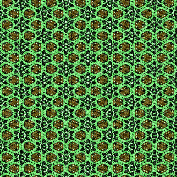 Round Patterned Dark Forest Green Rug, pat3077grn