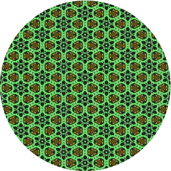 Square Machine Washable Transitional Dark Forest Green Rug in a Living Room, wshpat3077grn