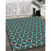 Patterned Burgundy Brown Rug, pat3077lblu